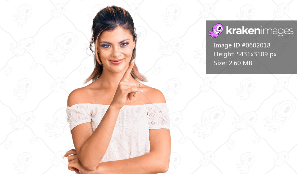 Young beautiful woman wearing casual clothes smiling happy pointing with hand and finger to the side 