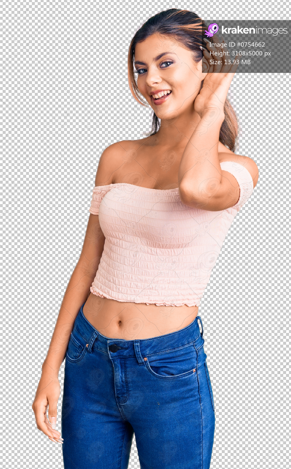 Young beautiful woman wearing casual clothes smiling with hand over ear listening an hearing to rumor or gossip. deafness concept.