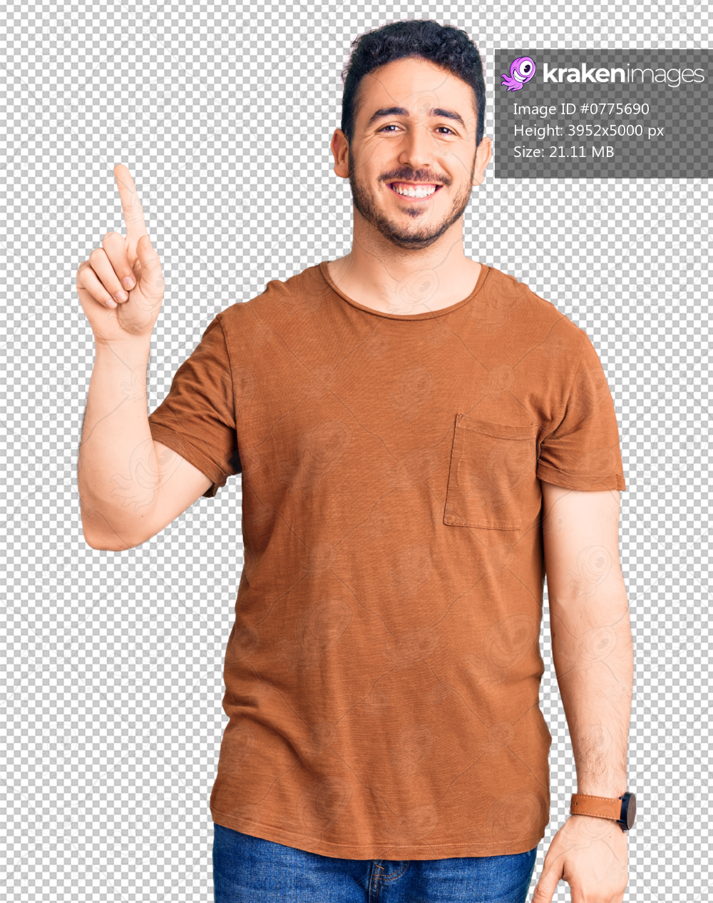 Young hispanic man wearing casual clothes showing and pointing up with finger number one while smiling confident and happy.