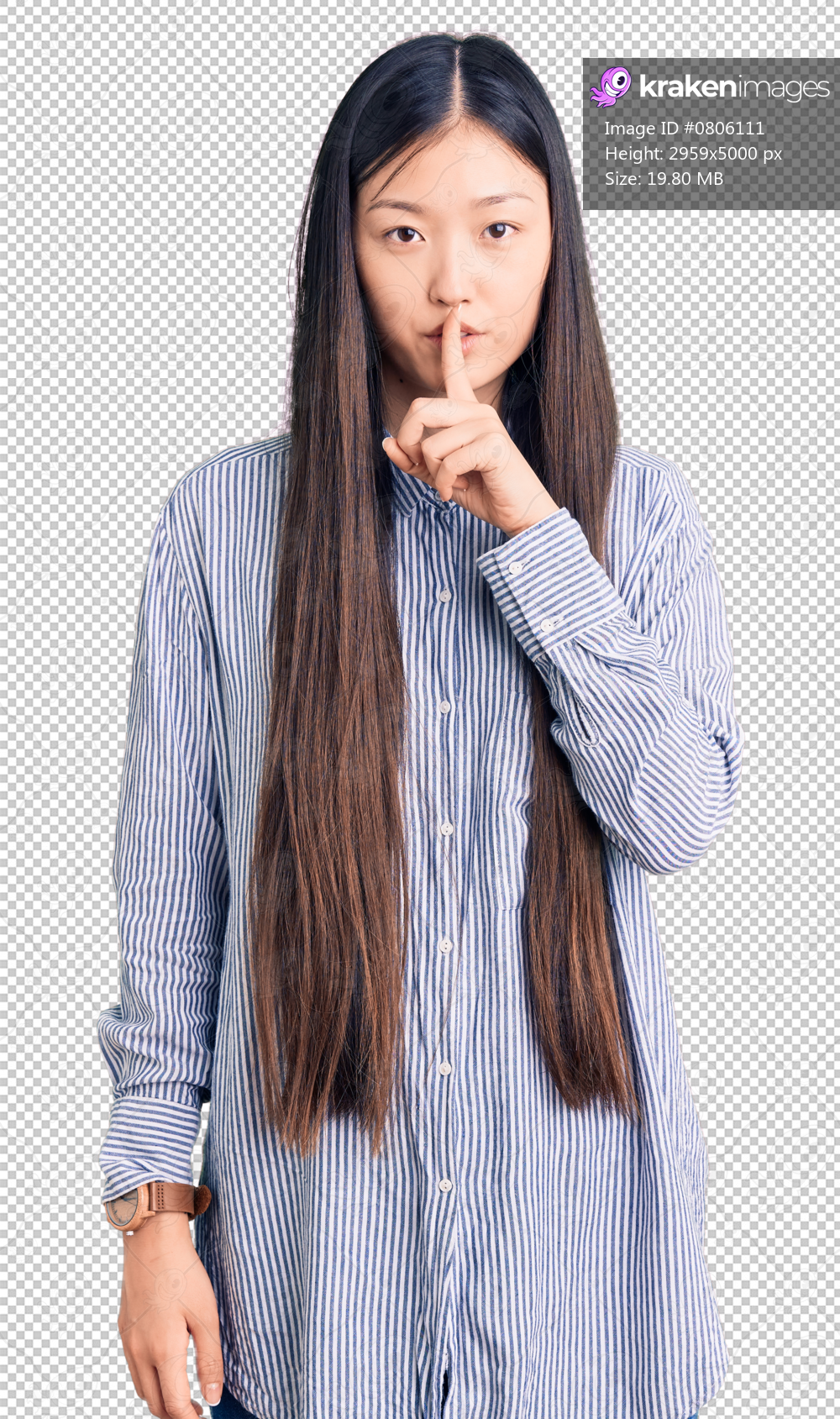 Young beautiful chinese woman wearing casual shirt asking to be quiet with finger on lips. silence and secret concept.