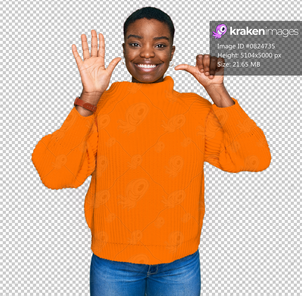 Young african american woman wearing casual clothes showing and pointing up with fingers number six while smiling confident and happy.