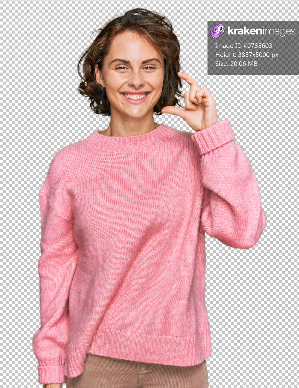 Young hispanic woman wearing casual clothes smiling and confident gesturing with hand doing small size sign with fingers looking and the camera. measure concept.