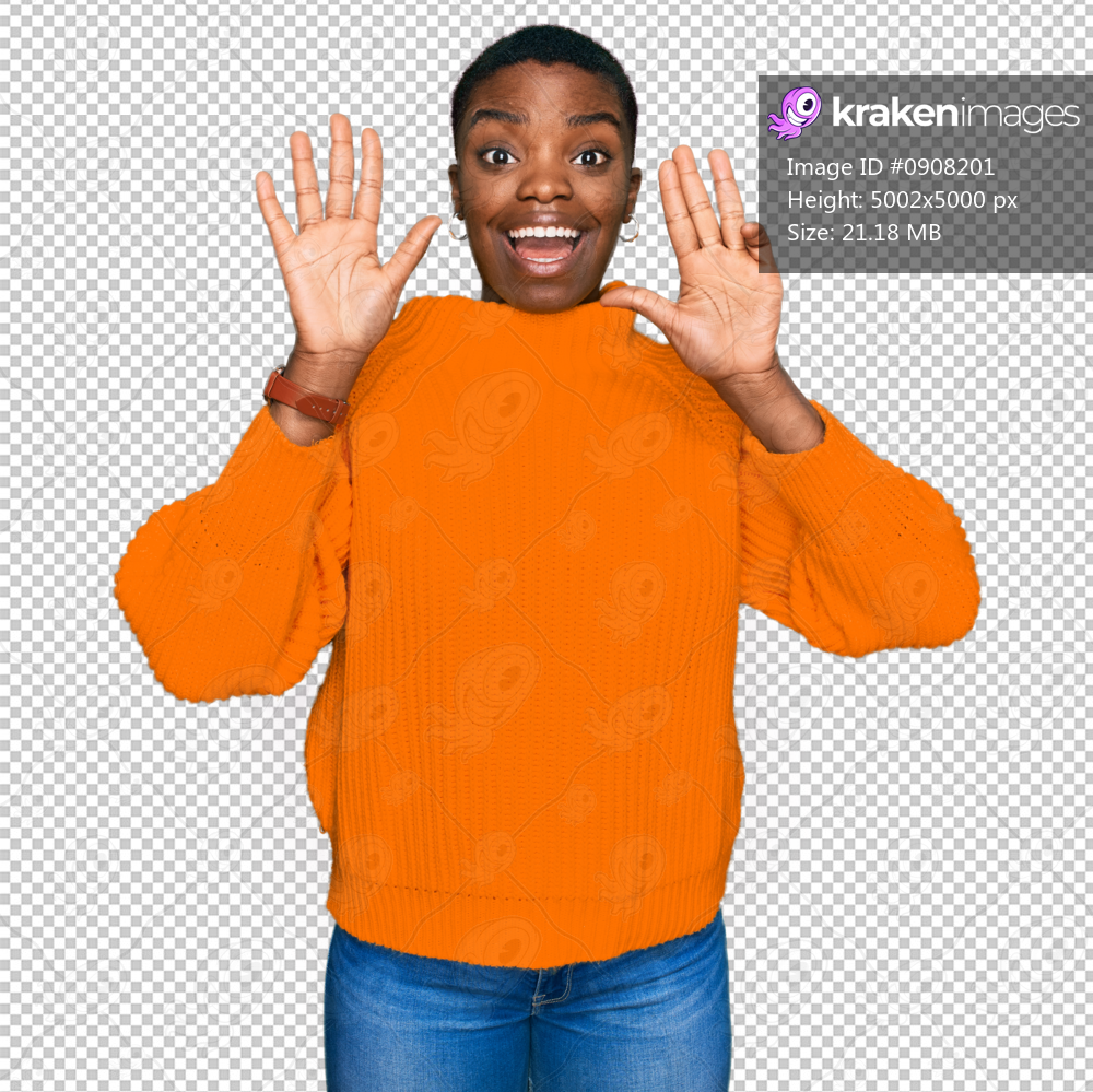 Young african american woman wearing casual clothes showing and pointing up with fingers number nine while smiling confident and happy.