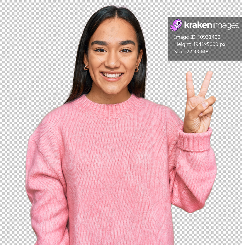 Young asian woman wearing casual winter sweater showing and pointing up with fingers number two while smiling confident and happy.