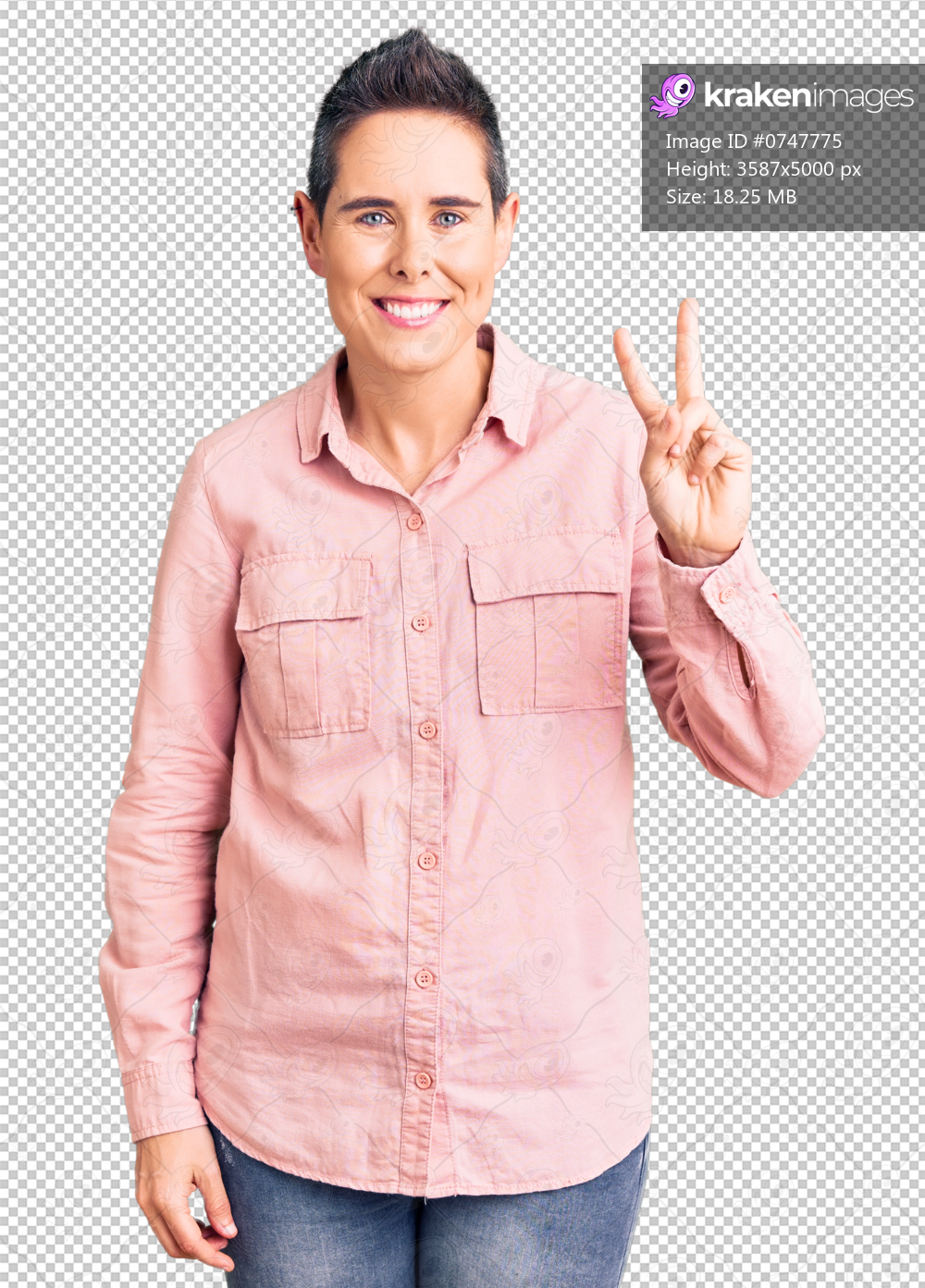 Young woman with short hair wearing casual clothes showing and pointing up with fingers number two while smiling confident and happy.