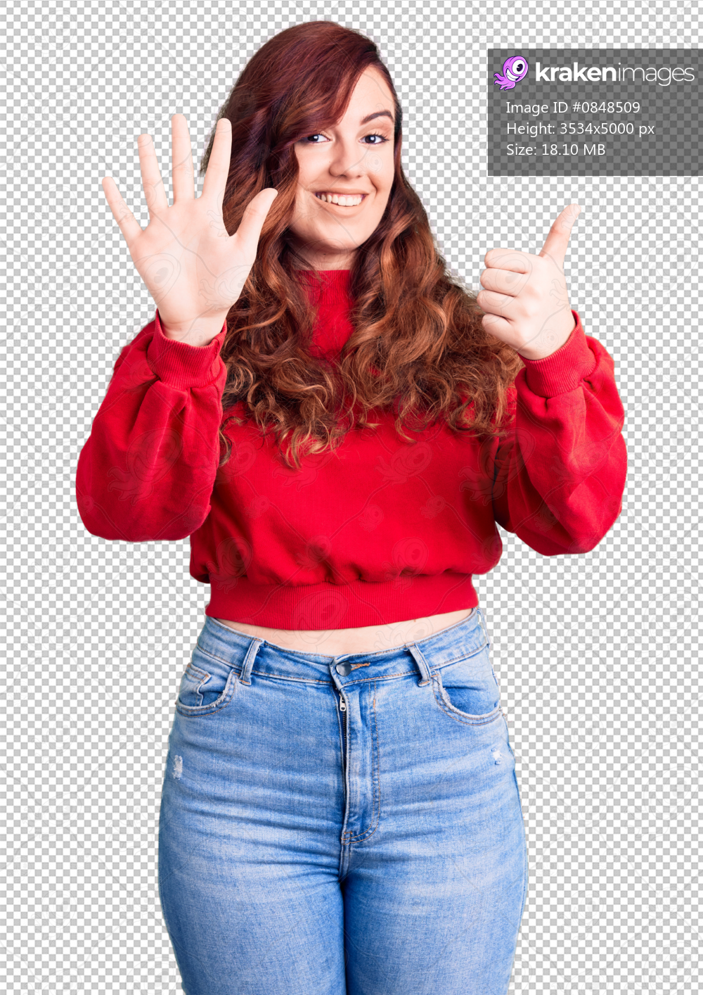 Young beautiful woman wearing casual winter sweater showing and pointing up with fingers number six while smiling confident and happy.