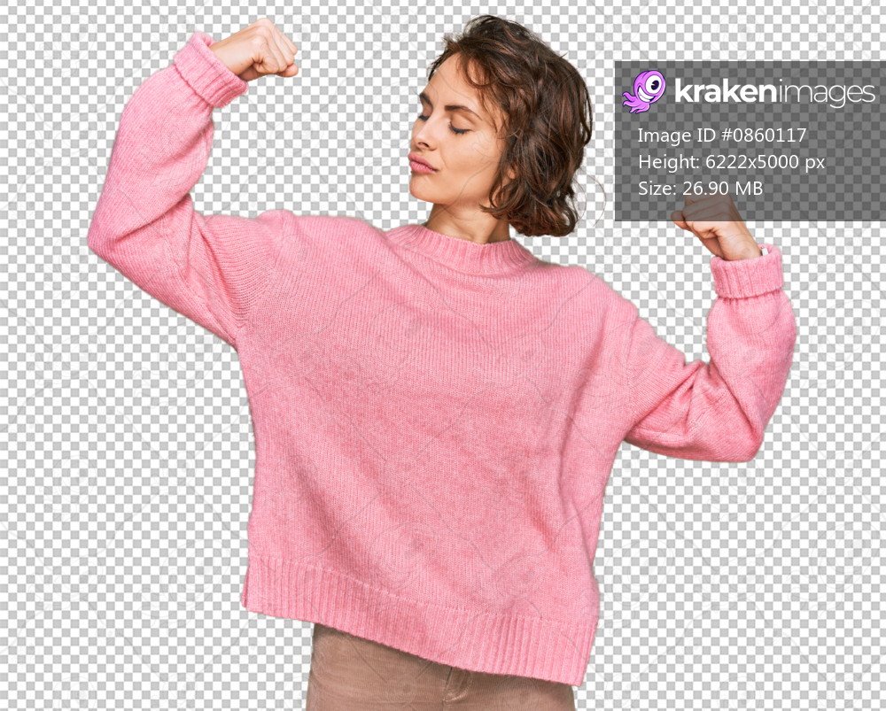 Young hispanic woman wearing casual clothes showing arms muscles smiling proud. fitness concept.