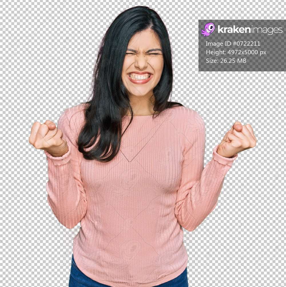 Young hispanic woman wearing casual clothes excited for success with arms raised and eyes closed celebrating victory smiling. winner concept.