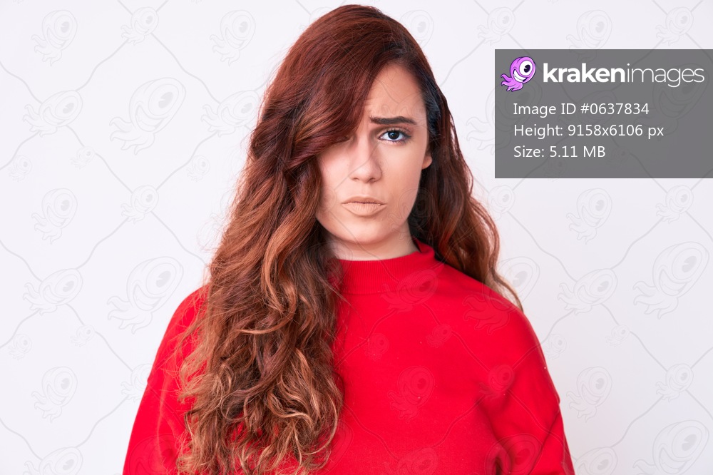 Young beautiful woman wearing casual clothes skeptic and nervous, frowning upset because of problem. negative person. 