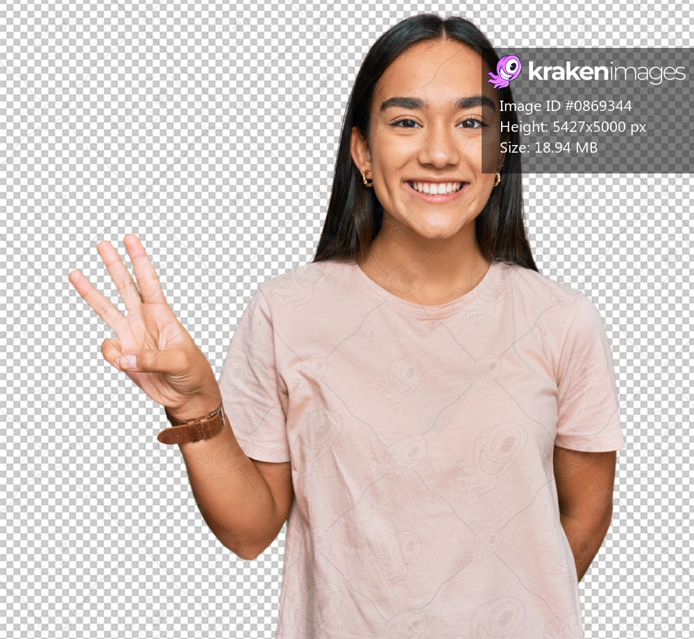 Young asian woman wearing casual clothes showing and pointing up with fingers number three while smiling confident and happy.