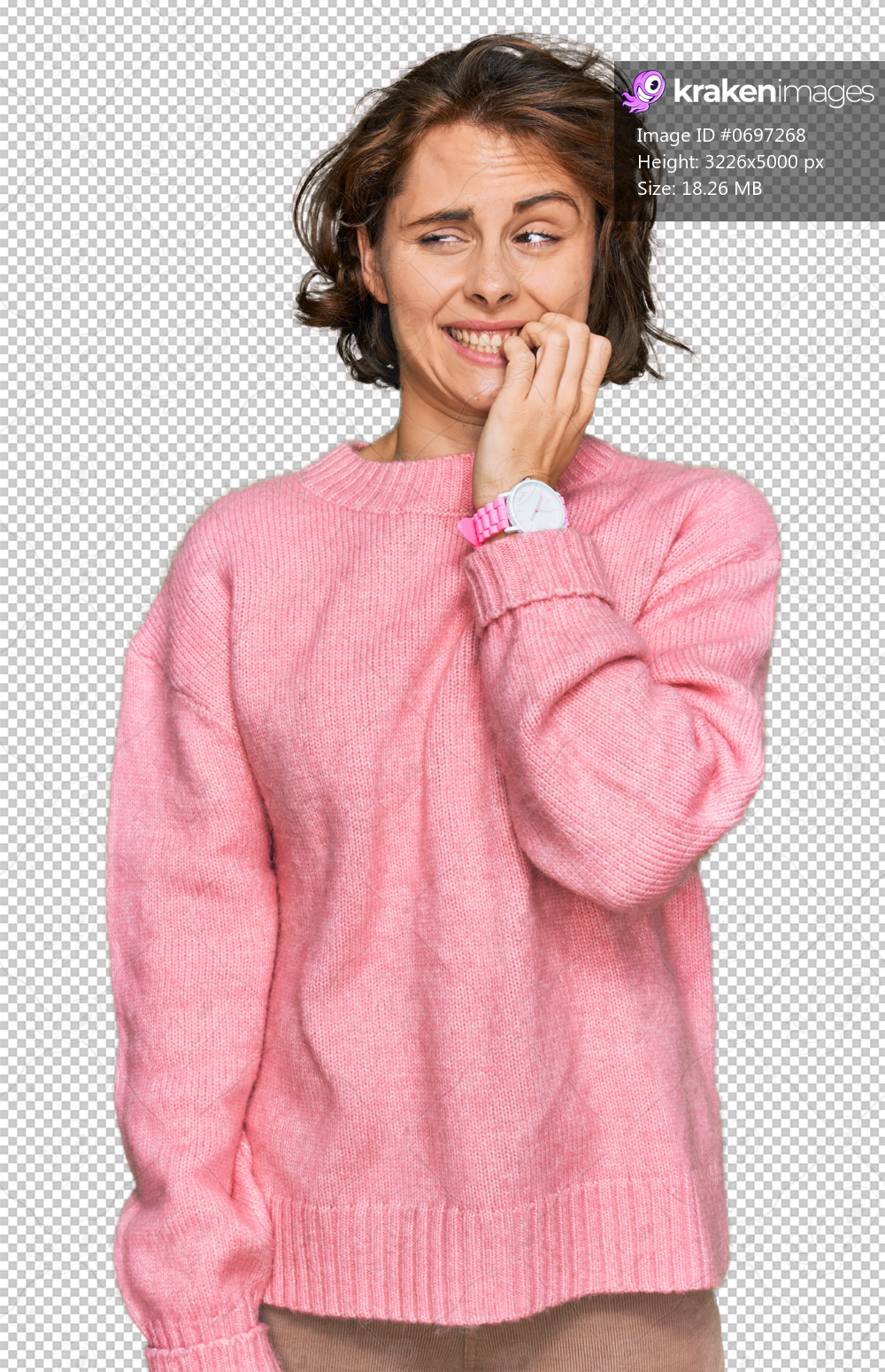 Young hispanic woman wearing casual clothes looking stressed and nervous with hands on mouth biting nails. anxiety problem.