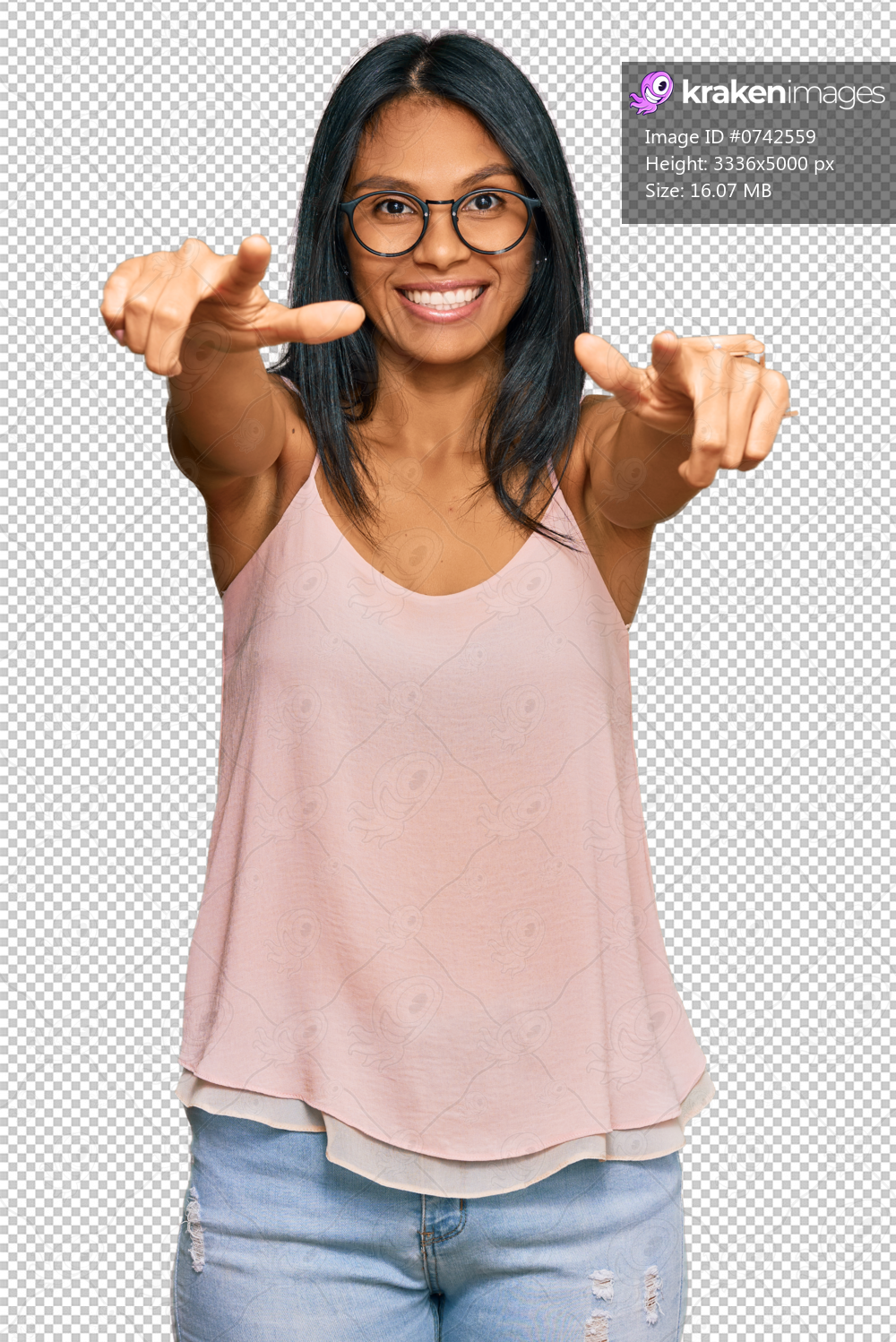Young african american woman wearing casual clothes and glasses pointing to you and the camera with fingers, smiling positive and cheerful
