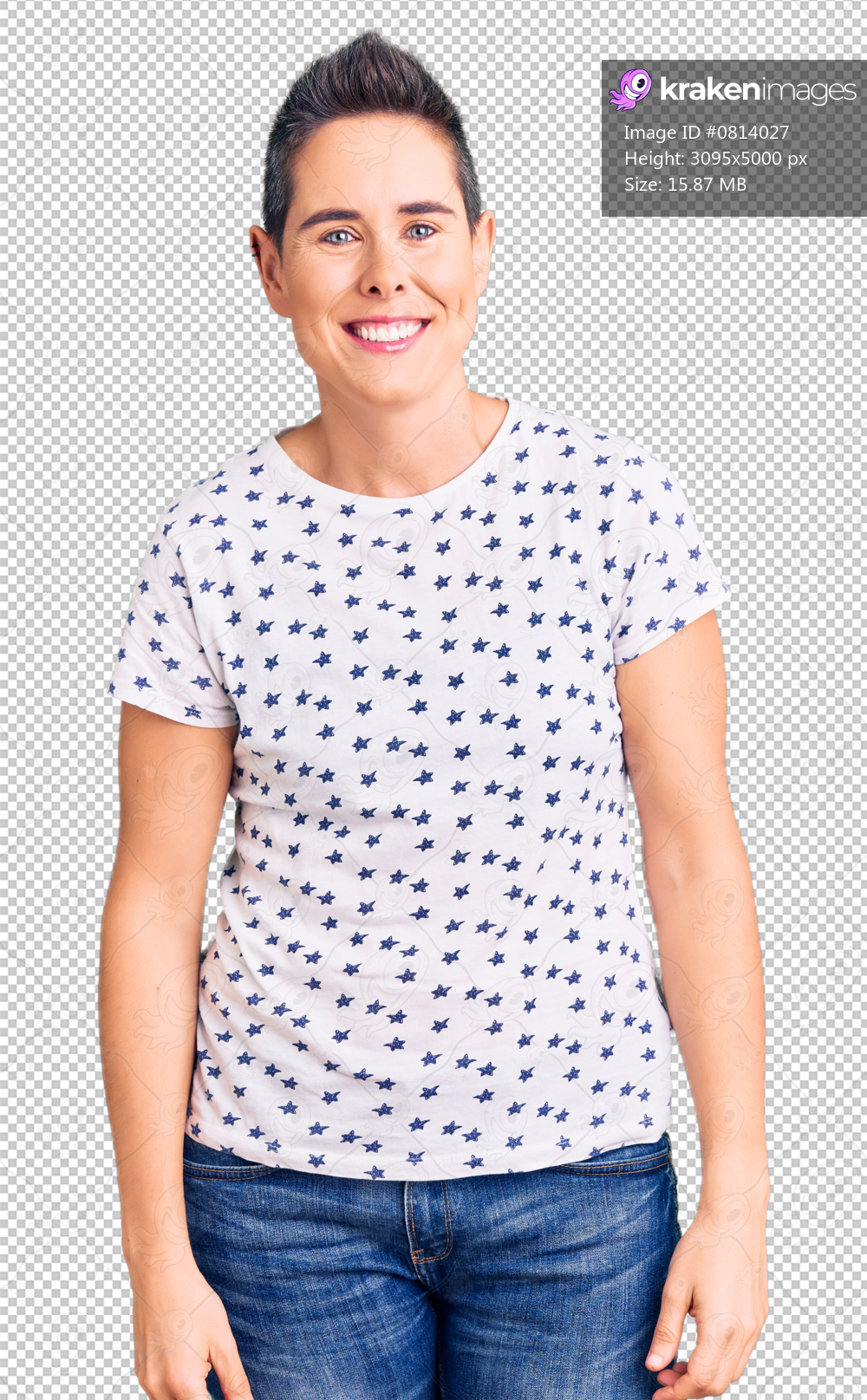 Young woman with short hair wearing casual clothes looking positive and happy standing and smiling with a confident smile showing teeth