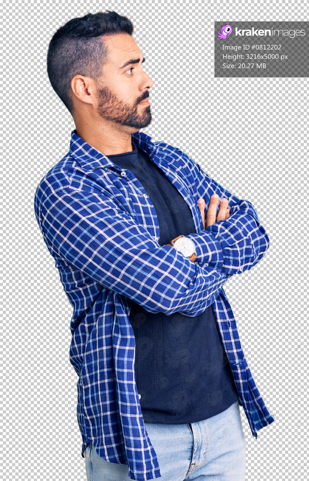 Young hispanic man wearing casual clothes looking to the side with arms crossed convinced and confident
