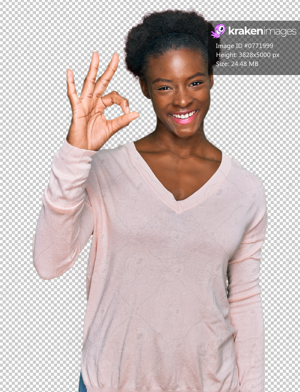 Young african american girl wearing casual clothes smiling positive doing ok sign with hand and fingers. successful expression.