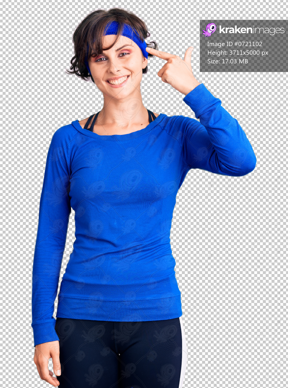 Beautiful young woman with short hair wearing training workout clothes smiling pointing to head with one finger, great idea or thought, good memory