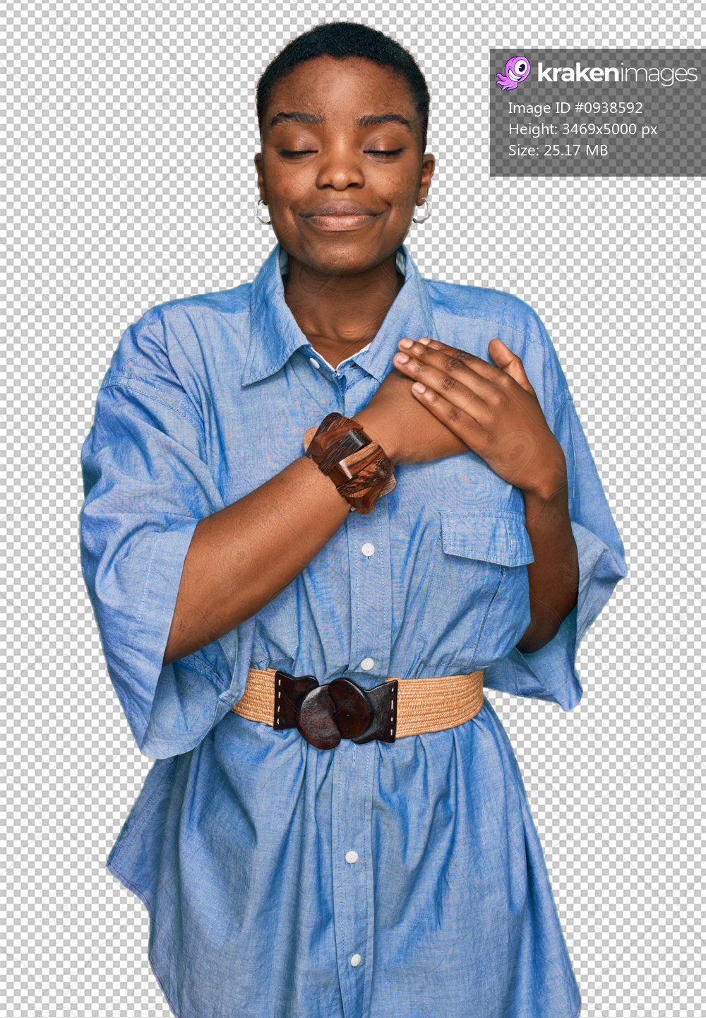 Young african american woman wearing casual clothes smiling with hands on chest with closed eyes and grateful gesture on face. health concept.