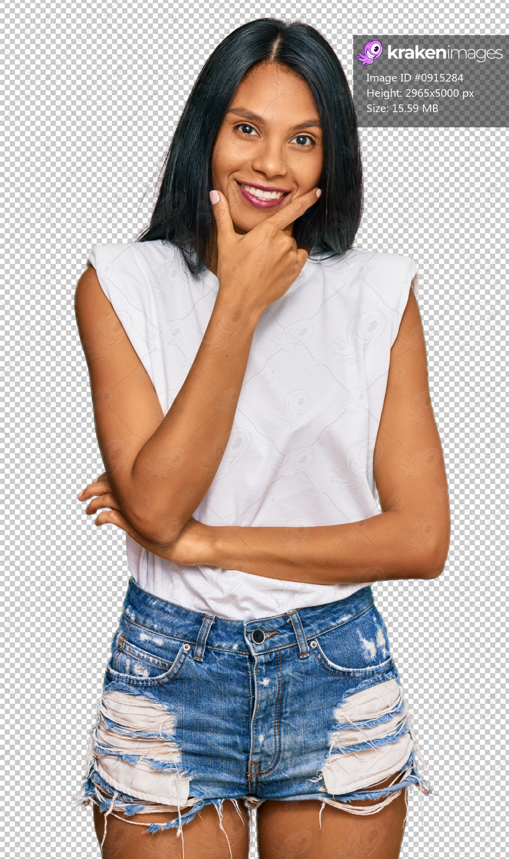 Young african american woman wearing casual clothes looking confident at the camera smiling with crossed arms and hand raised on chin. thinking positive.