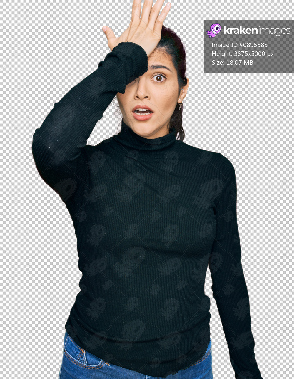 Young hispanic woman wearing casual clothes surprised with hand on head for mistake, remember error. forgot, bad memory concept.