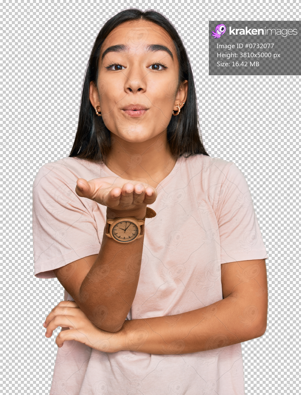 Young asian woman wearing casual clothes looking at the camera blowing a kiss with hand on air being lovely and sexy. love expression.
