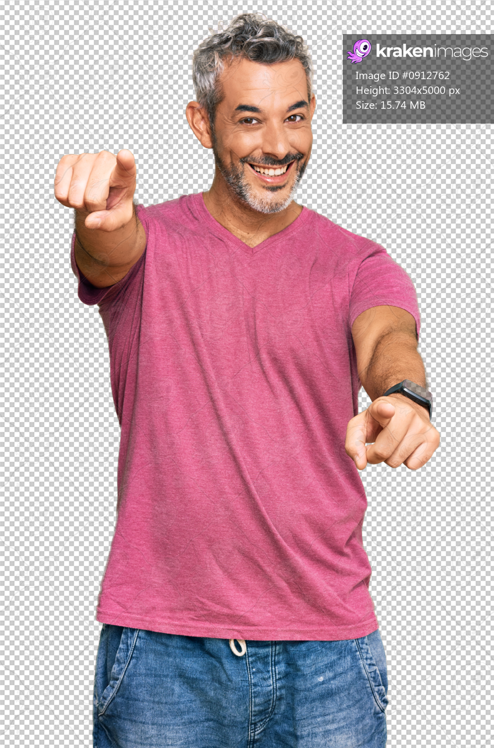Middle age grey-haired man wearing casual clothes pointing to you and the camera with fingers, smiling positive and cheerful