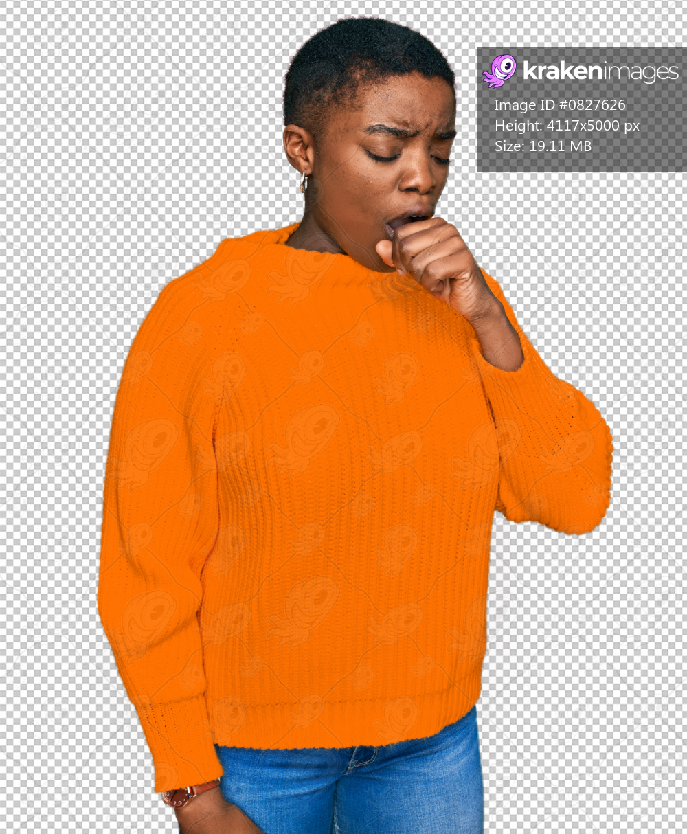 Young african american woman wearing casual clothes feeling unwell and coughing as symptom for cold or bronchitis. health care concept.