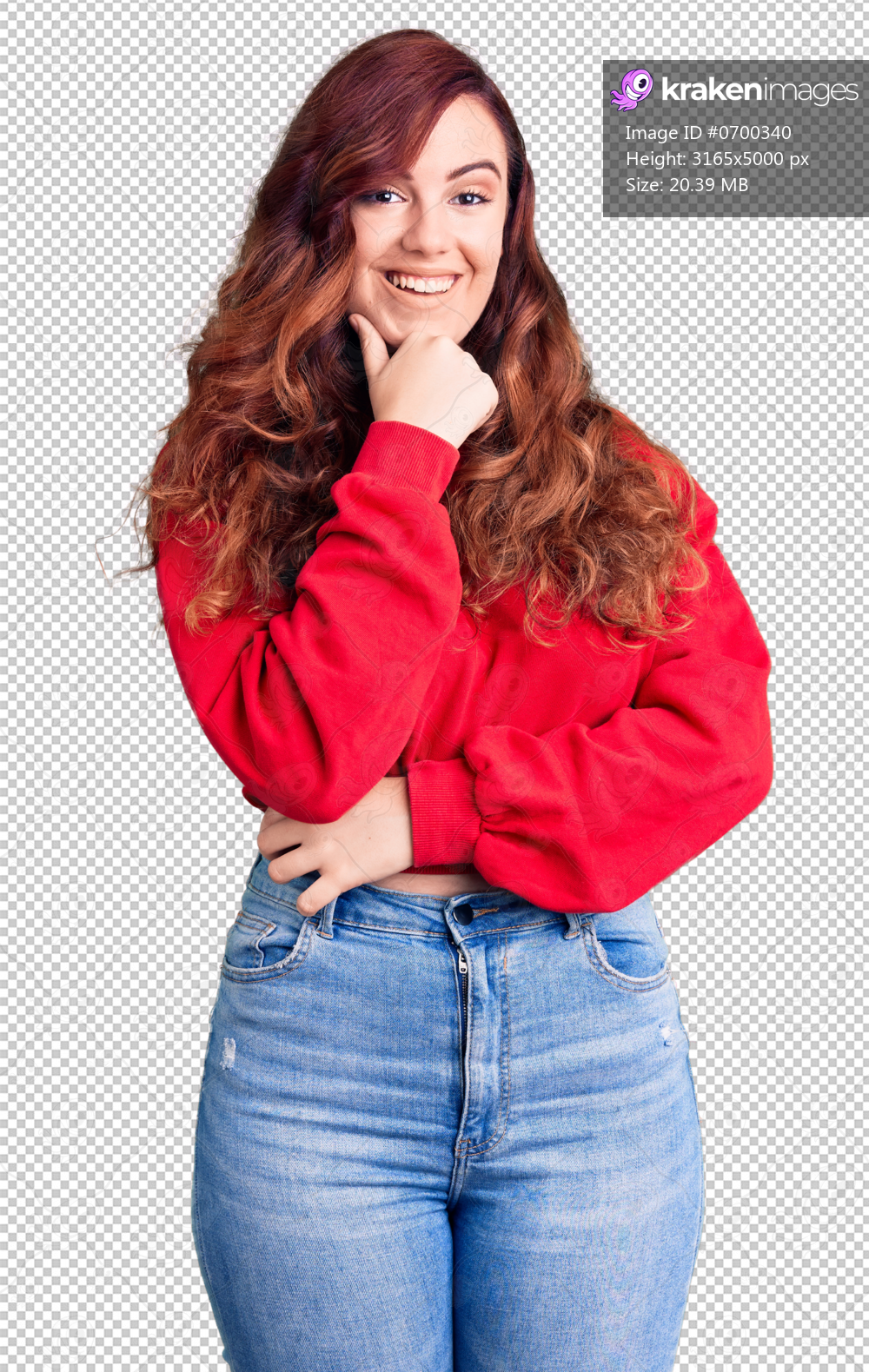 Young beautiful woman wearing casual winter sweater looking confident at the camera smiling with crossed arms and hand raised on chin. thinking positive.