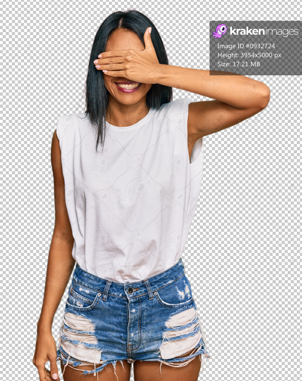 Young african american woman wearing casual clothes smiling and laughing with hand on face covering eyes for surprise. blind concept.