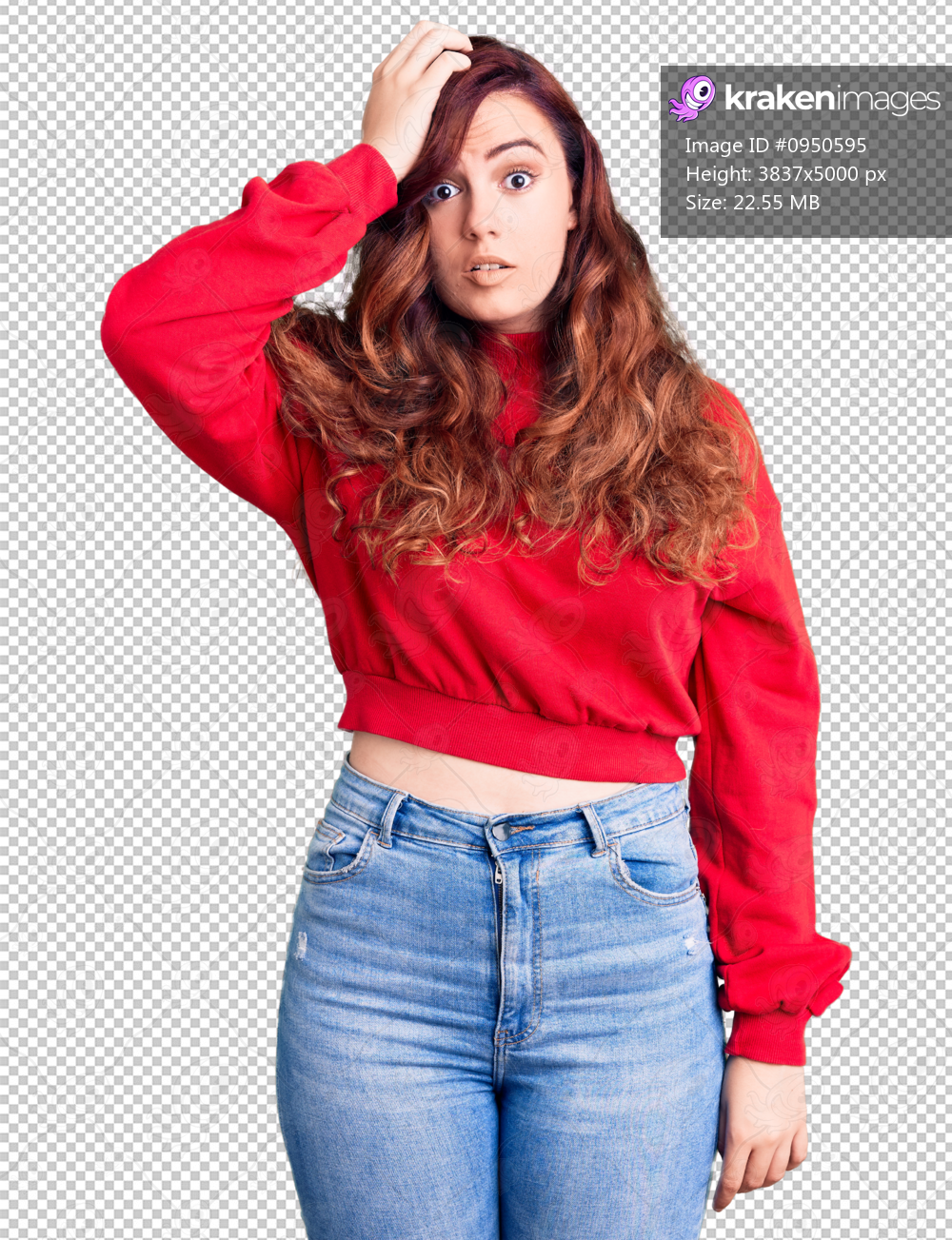 Young beautiful woman wearing casual winter sweater surprised with hand on head for mistake, remember error. forgot, bad memory concept.