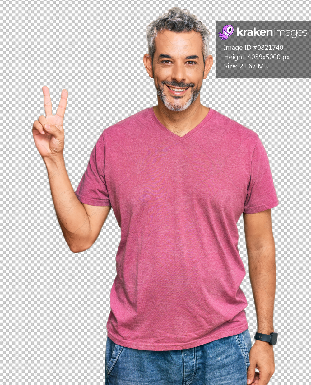 Middle age grey-haired man wearing casual clothes showing and pointing up with fingers number two while smiling confident and happy.