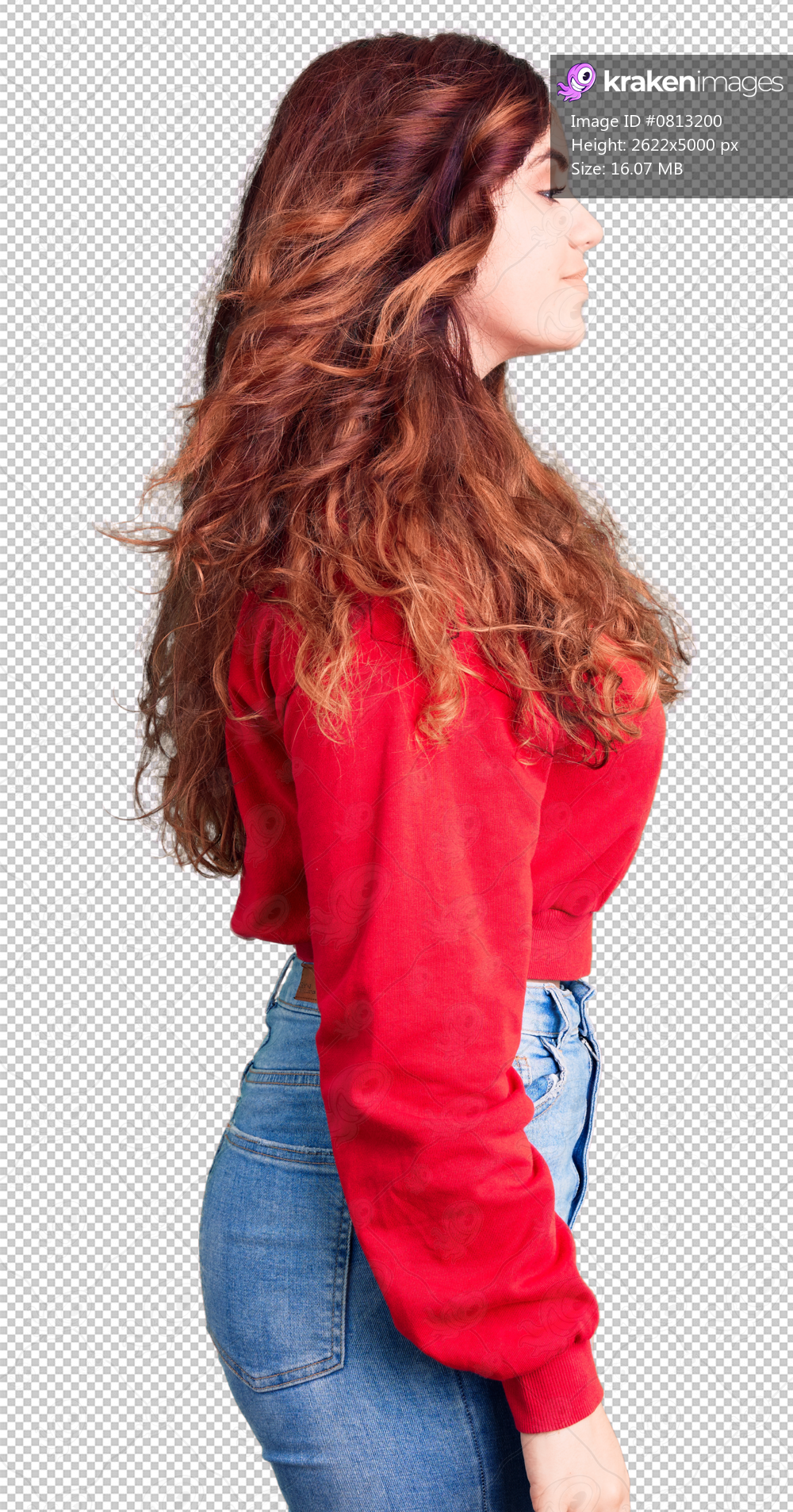 Young beautiful woman wearing casual winter sweater looking to side, relax profile pose with natural face with confident smile.