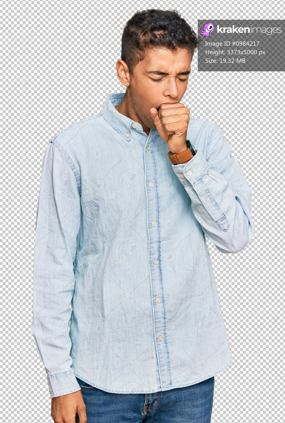 Young handsome african american man wearing casual clothes feeling unwell and coughing as symptom for cold or bronchitis. health care concept.