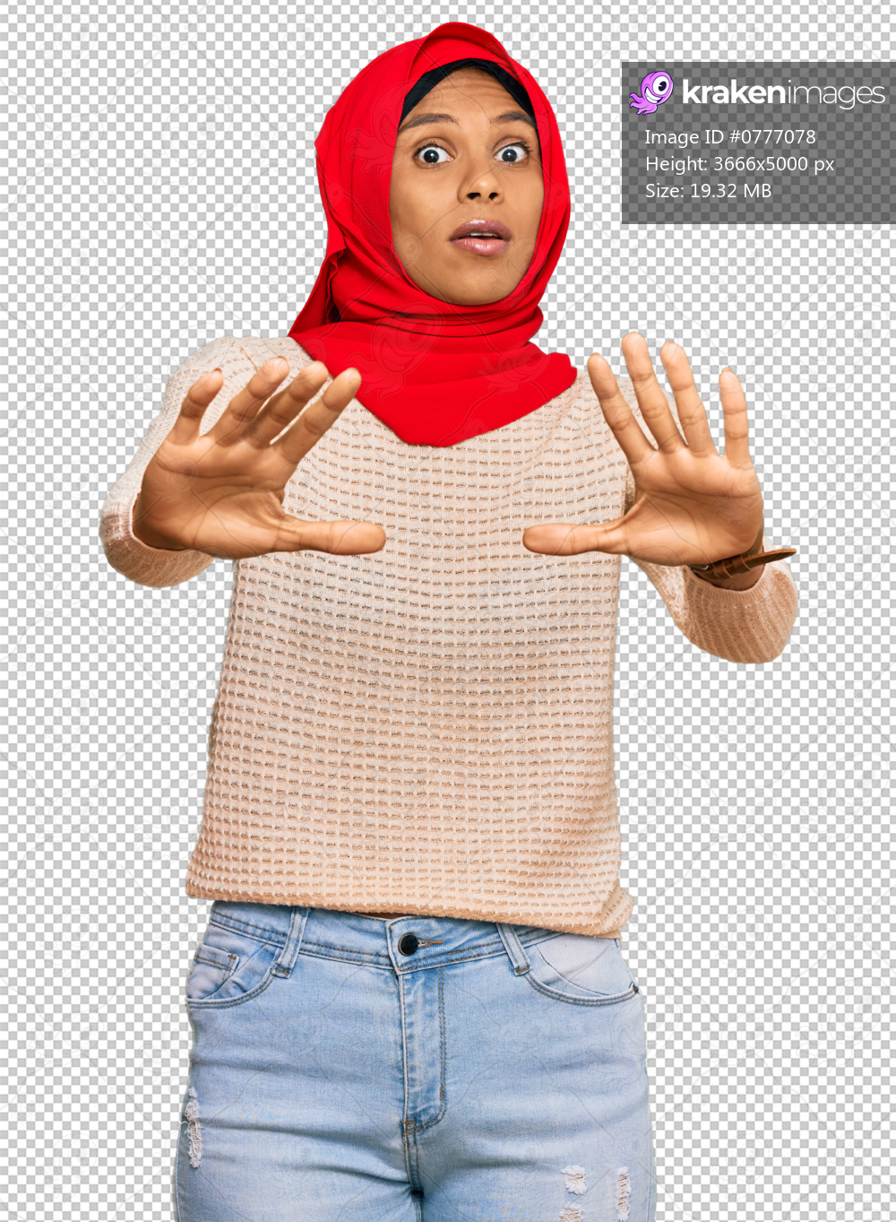 Young african american woman wearing traditional islamic hijab scarf doing stop gesture with hands palms, angry and frustration expression