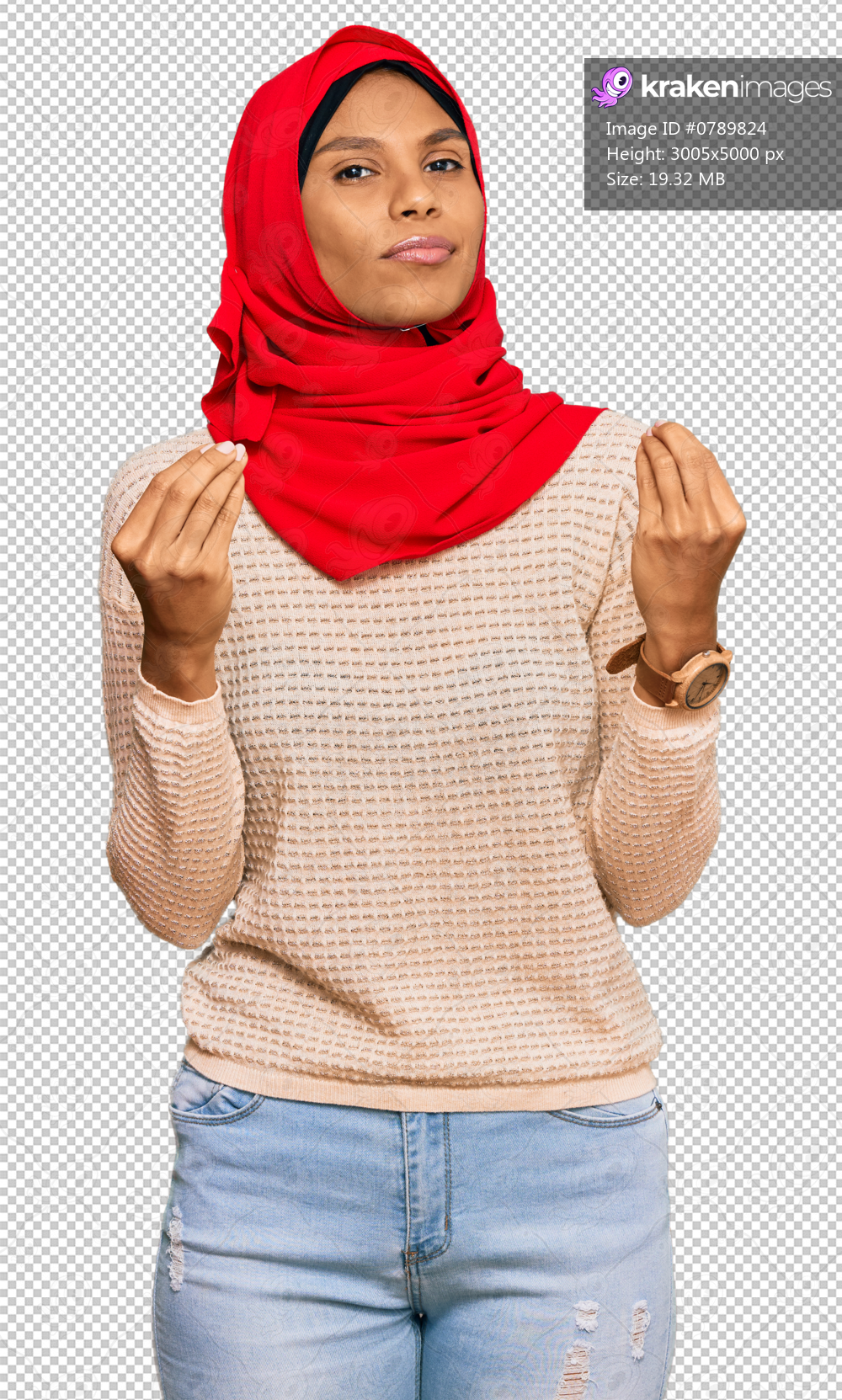 Young african american woman wearing traditional islamic hijab scarf doing money gesture with hands, asking for salary payment, millionaire business