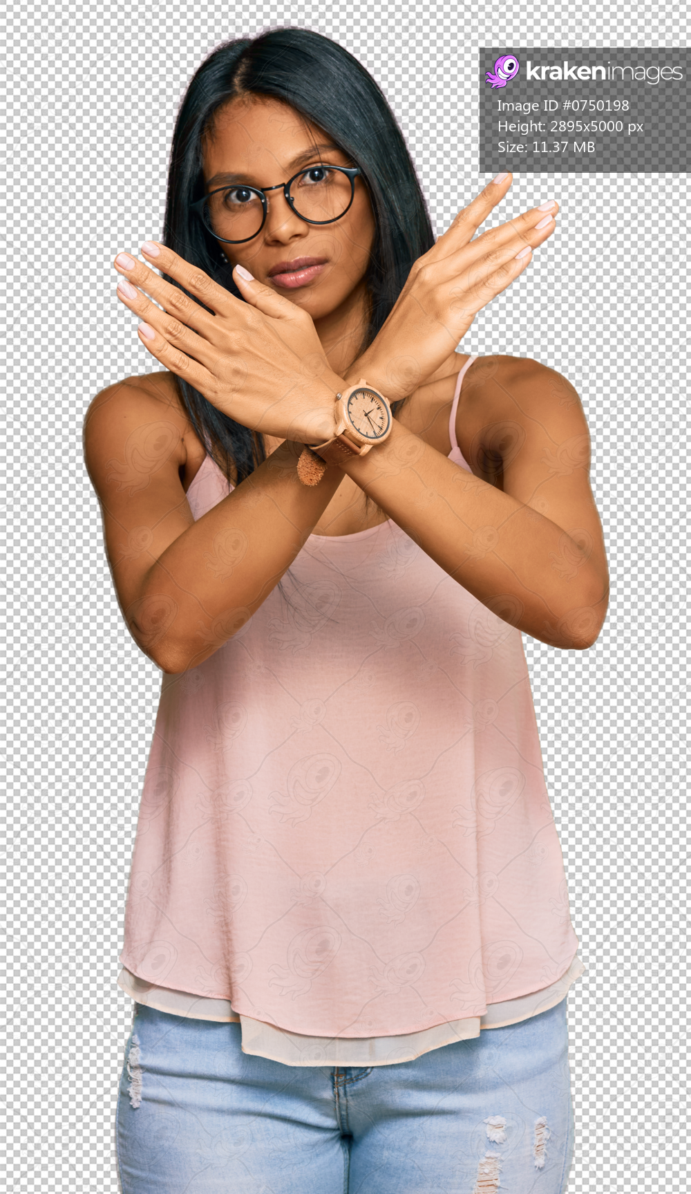 Young african american woman wearing casual clothes and glasses rejection expression crossing arms doing negative sign, angry face