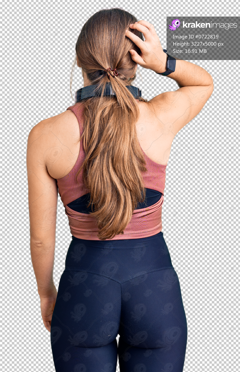 Beautiful caucasian young woman wearing gym clothes and using headphones backwards thinking about doubt with hand on head