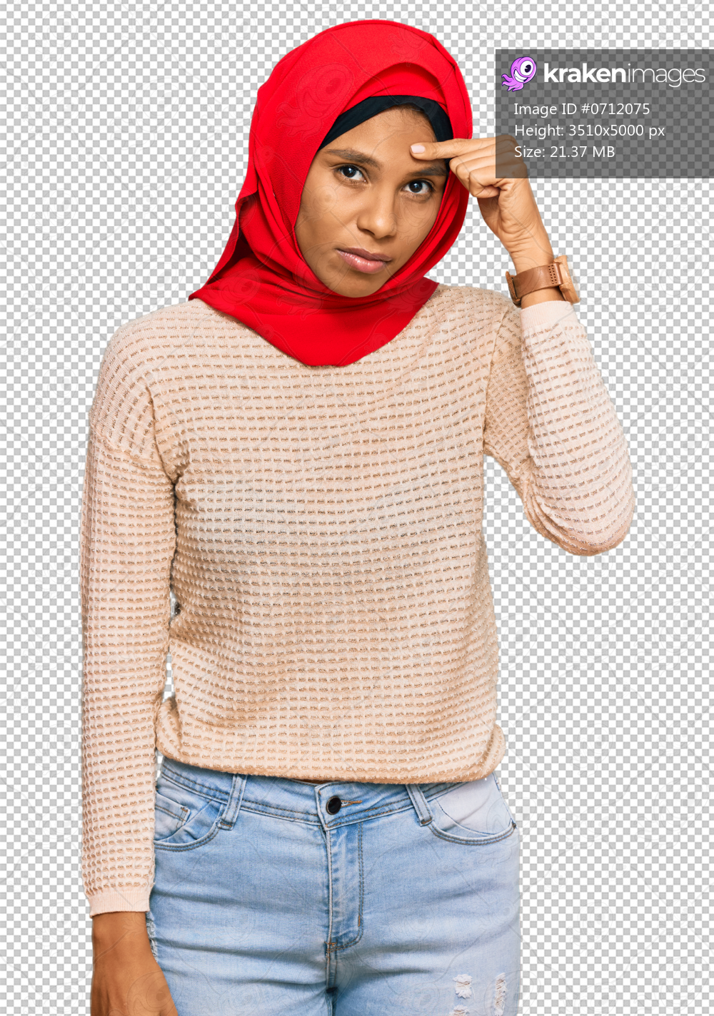 Young african american woman wearing traditional islamic hijab scarf pointing unhappy to pimple on forehead, ugly infection of blackhead. acne and skin problem