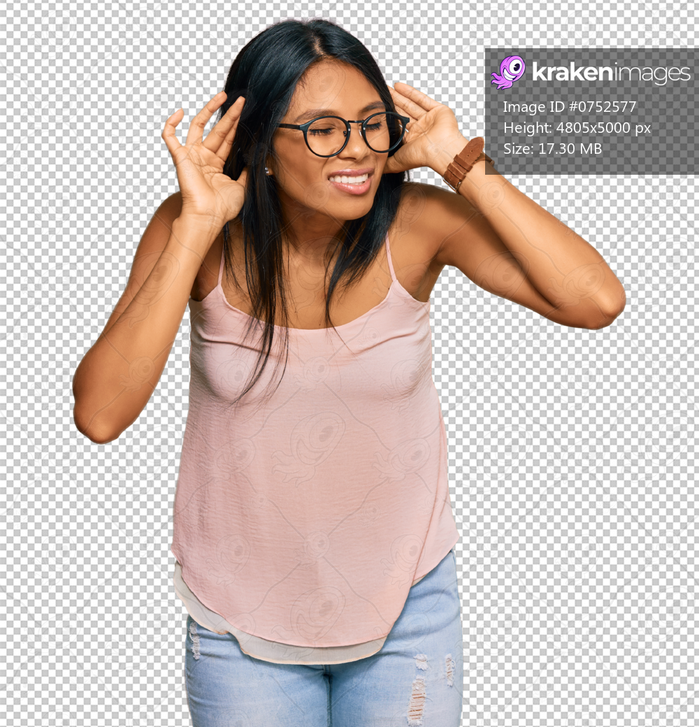 Young african american woman wearing casual clothes and glasses trying to hear both hands on ear gesture, curious for gossip. hearing problem, deaf