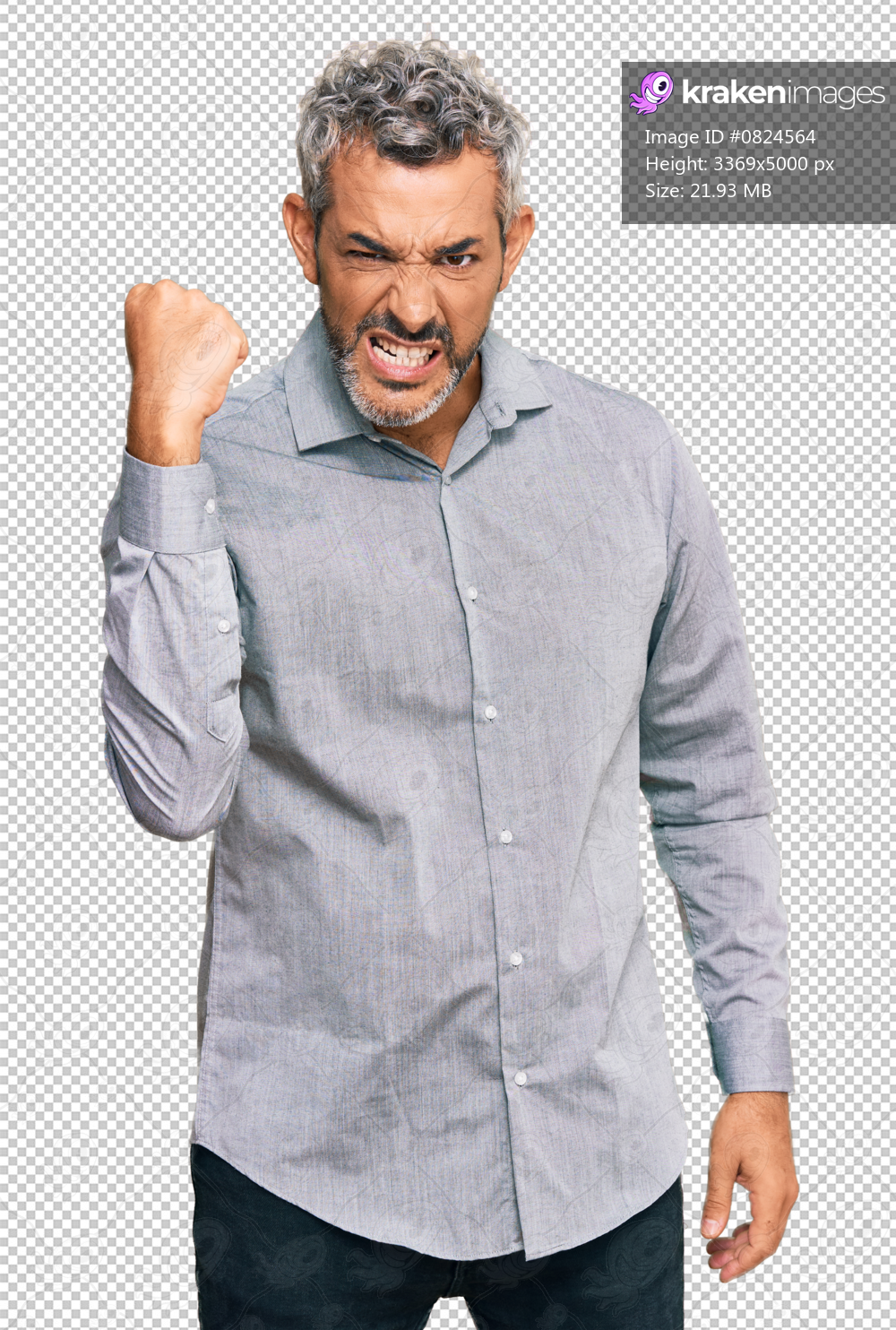 Middle age grey-haired man wearing casual clothes angry and mad raising fist frustrated and furious while shouting with anger. rage and aggressive concept.