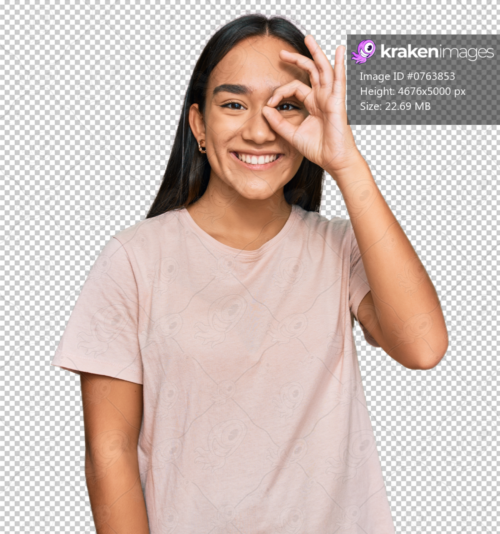 Young asian woman wearing casual clothes doing ok gesture with hand smiling, eye looking through fingers with happy face.