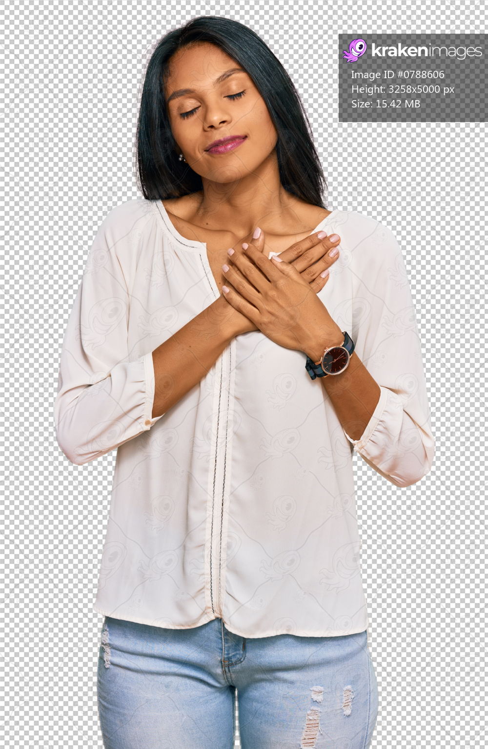 Young african american woman wearing casual clothes smiling with hands on chest with closed eyes and grateful gesture on face. health concept.
