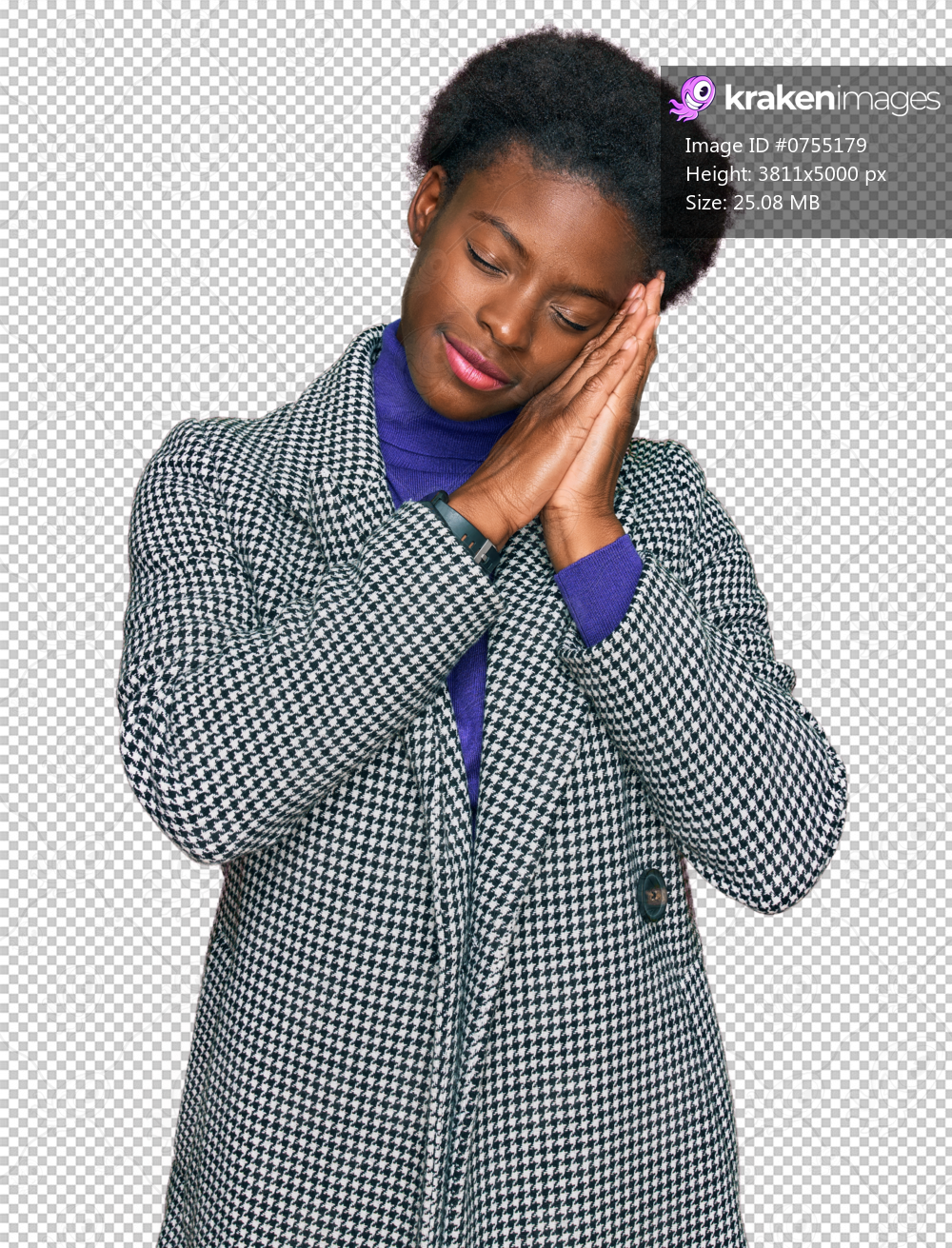 Young african american girl wearing casual clothes sleeping tired dreaming and posing with hands together while smiling with closed eyes.