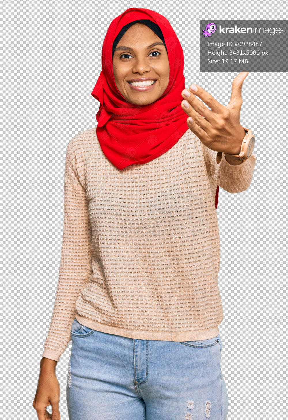 Young african american woman wearing traditional islamic hijab scarf smiling friendly offering handshake as greeting and welcoming. successful business.