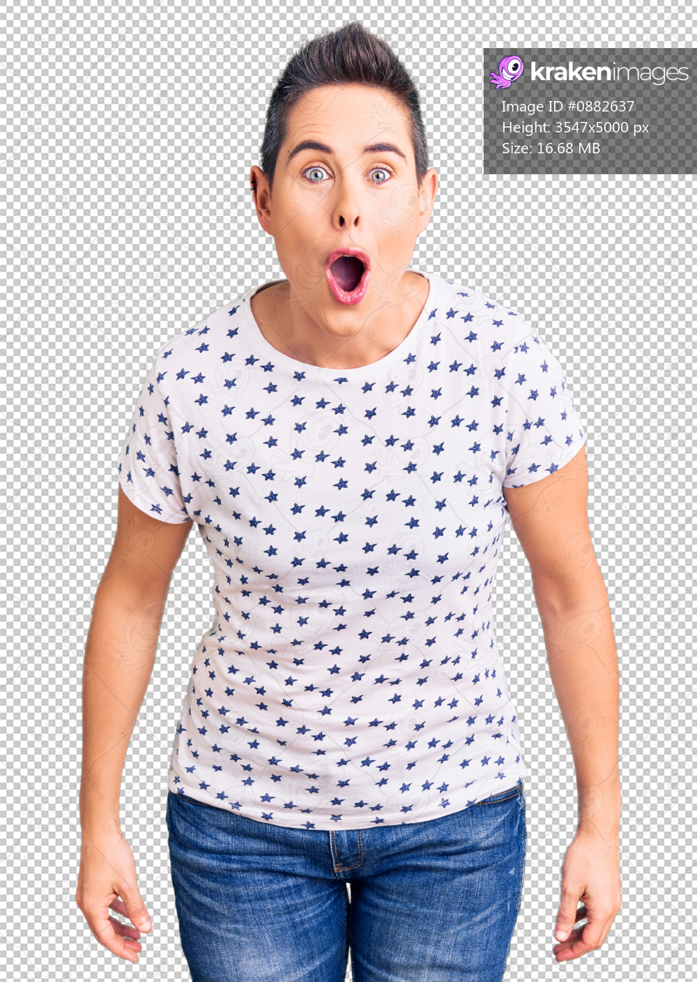 Young woman with short hair wearing casual clothes scared and amazed with open mouth for surprise, disbelief face