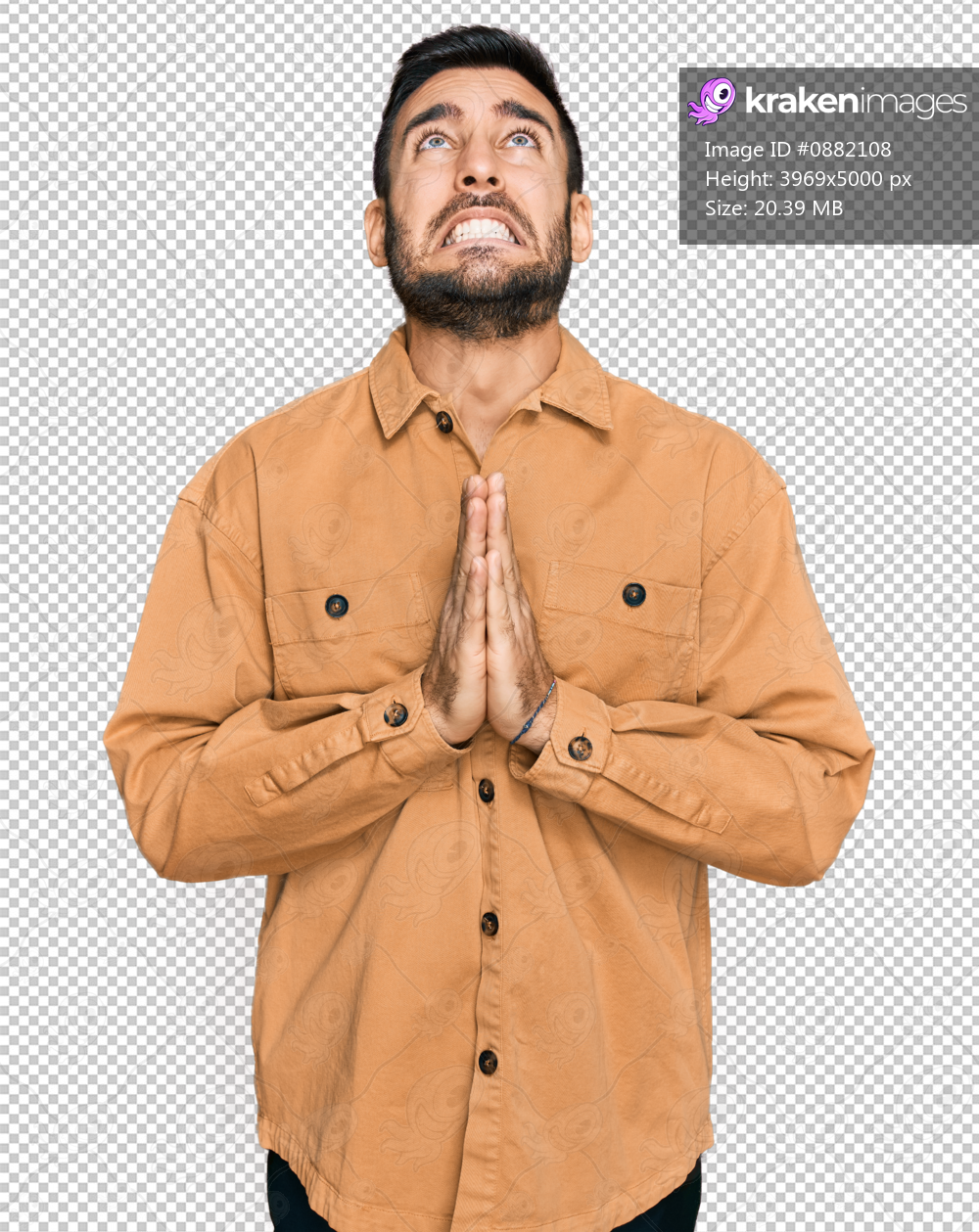 Young hispanic man wearing casual clothes begging and praying with hands together with hope expression on face very emotional and worried. begging.