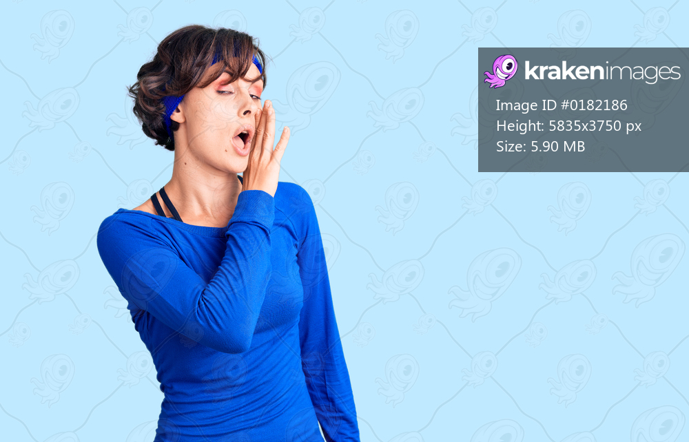 Beautiful young woman with short hair wearing training workout clothes hand on mouth telling secret rumor, whispering malicious talk conversation 