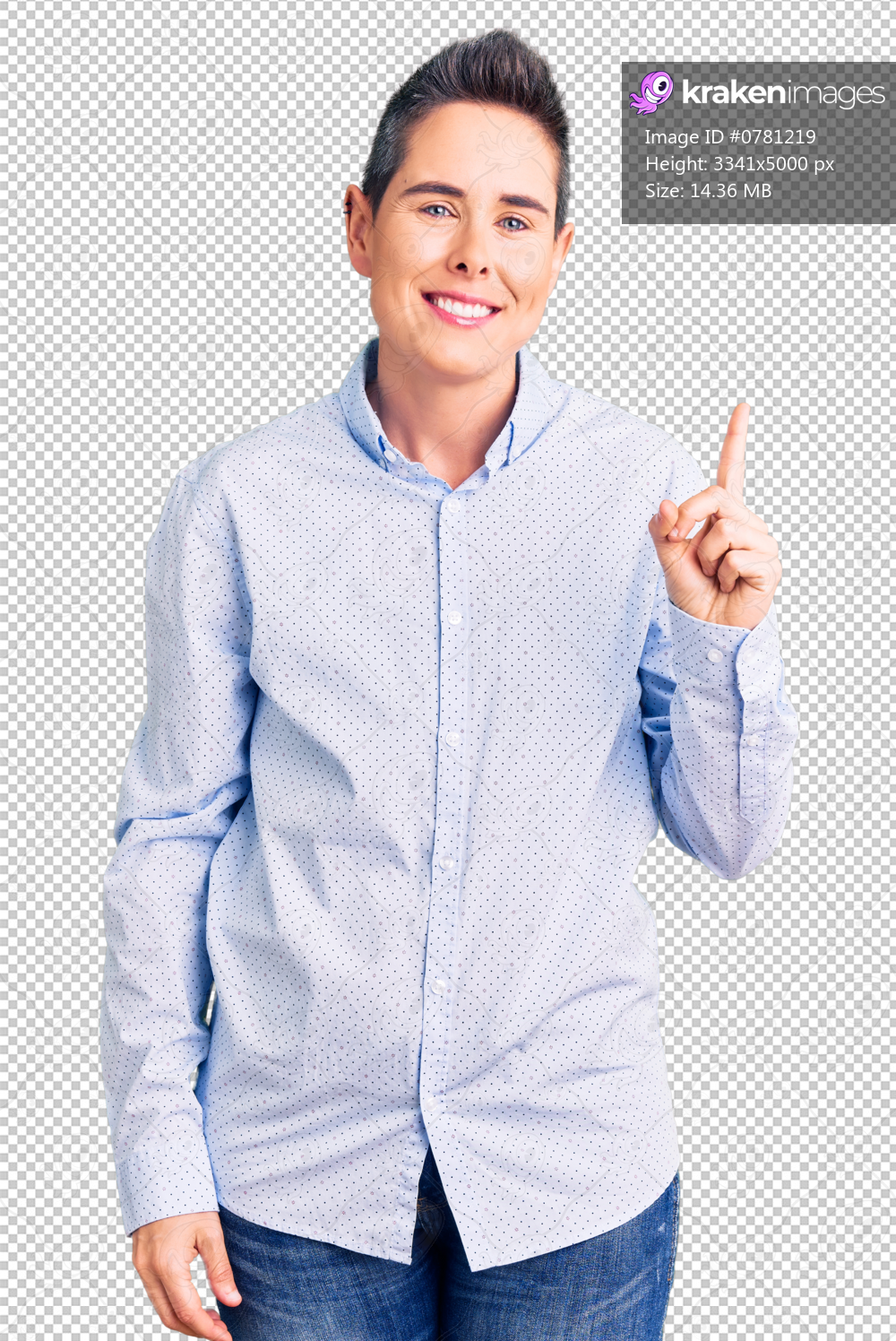 Young woman with short hair wearing business clothes showing and pointing up with finger number one while smiling confident and happy.