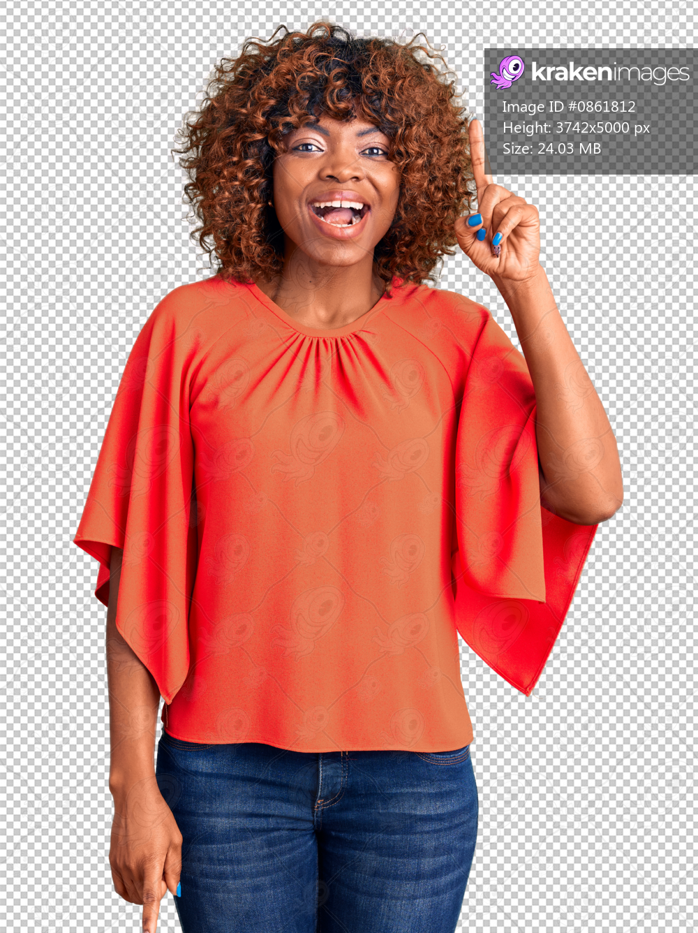 Young african american woman wearing casual clothes pointing finger up with successful idea. exited and happy. number one.