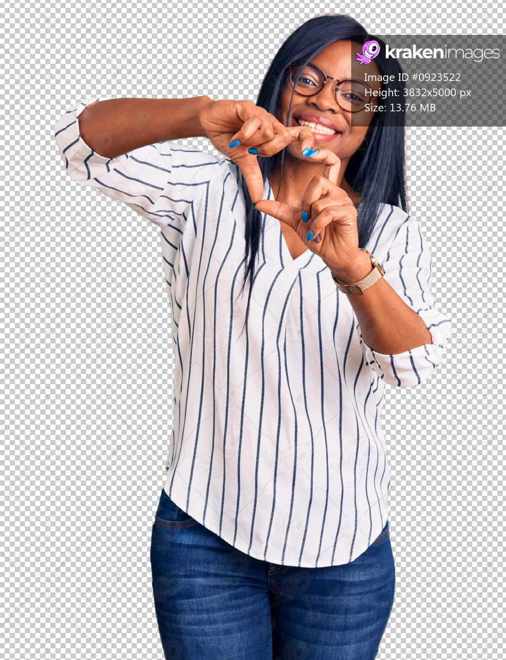 Young african american woman wearing casual clothes and glasses smiling in love doing heart symbol shape with hands. romantic concept.