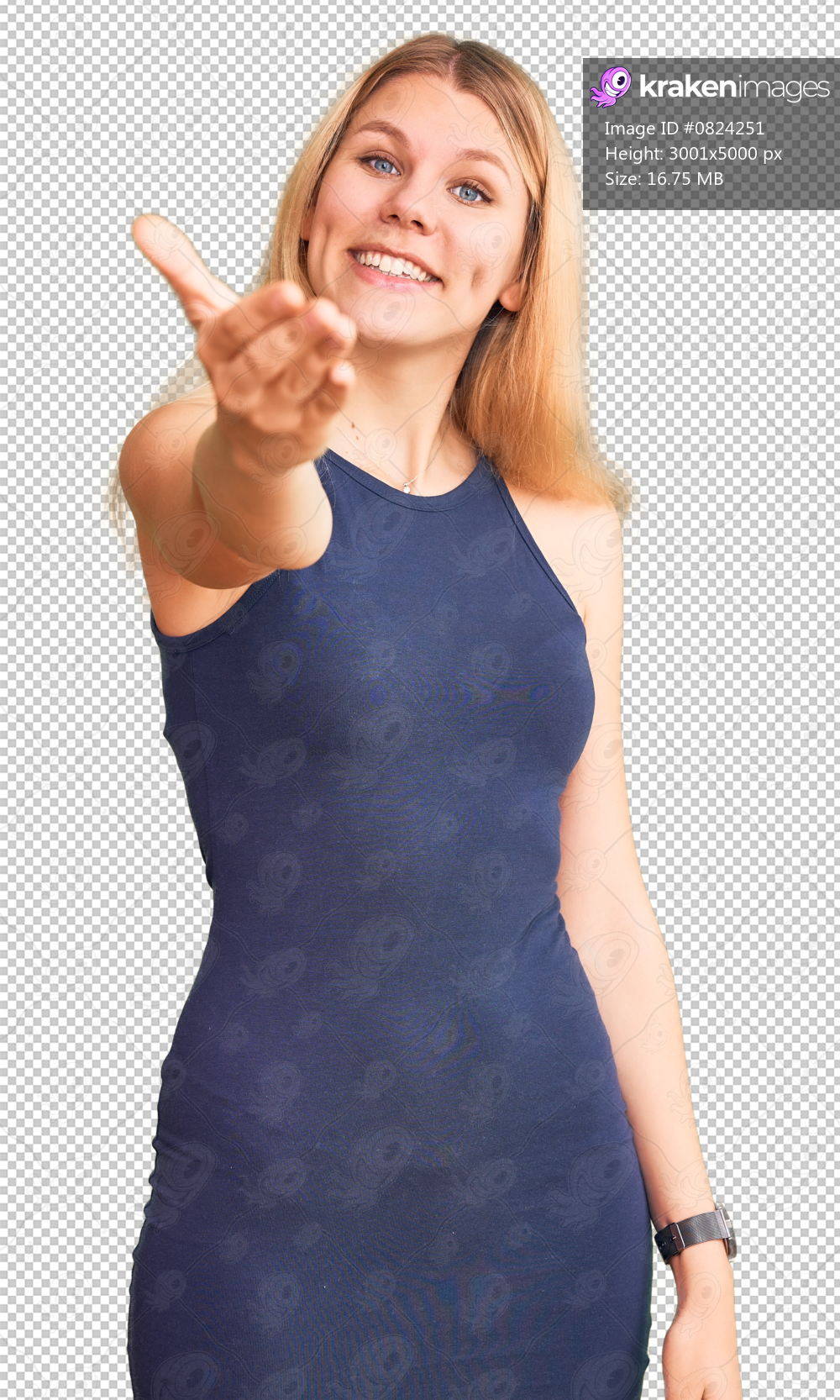 Young beautiful blonde woman wearing casual dress smiling friendly offering handshake as greeting and welcoming. successful business.